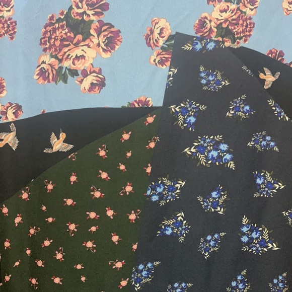 Parker Anastasia Bird Floral Patchwork Cold Shoulder Silk Dress Parker - Picture 9 of 10